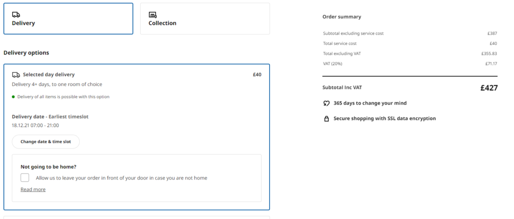 Ikea delivery fees showing 3 items - not as expensive